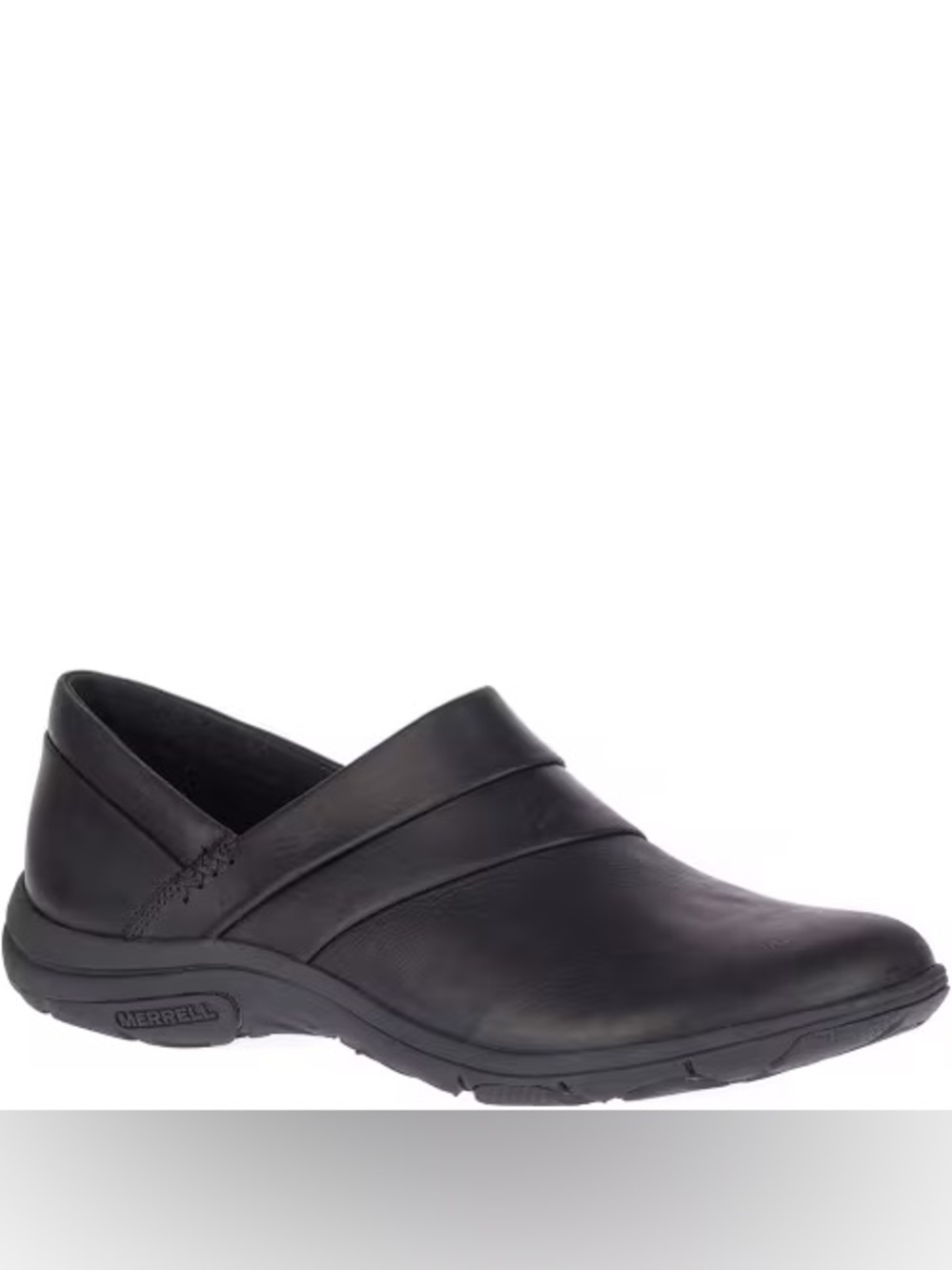 Merrell Dassie Stitch black leather size 7 select grip comfort slip on shoes EUC